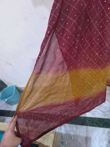 See through maroon georgette Suit