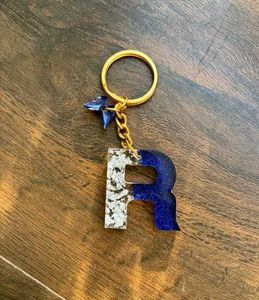 Resin Initial R Keychain