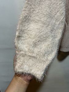 Blush Sweater with Fuzzy Sleeves