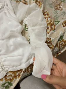 glitch white ruched top