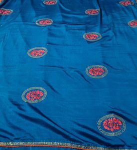 Partywear Blue Crepe Embellished Embroidered Saree