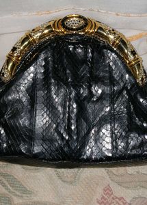 Vintage Rhinestone Snakeskin Clutch