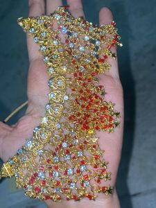 Heavy Red And gold Jewellery Set With Earrings An