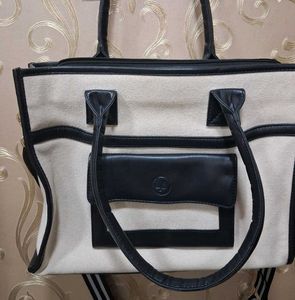 Classic Two-Tone Canvas Tote Bag