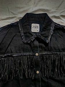 Zara Fringe Denim Jacket