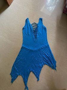 Blue Asymmetrical Hem Dress