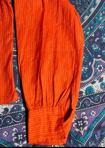 Square Neck orange cotton top For Summer🧡