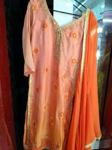 Peach Embroidered Kurta Set