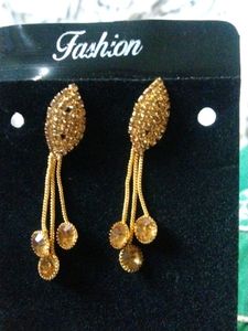 Necklace Golden Stone With Earring