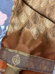 Elegant Brown Patterned Saree