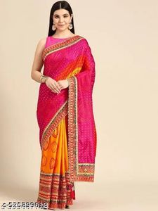 Gorgeous Bandhani Saree With Lace Border