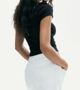 Black Square Neck Cropped Top H&amp;M