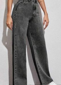 Grey Wide Leg Jeans