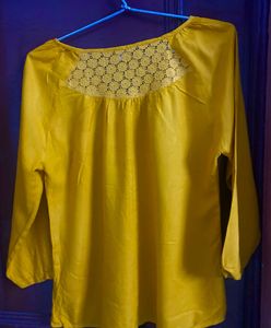 Mustard Embroidered Top