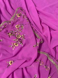 Elegant Blue Embroidered Saree