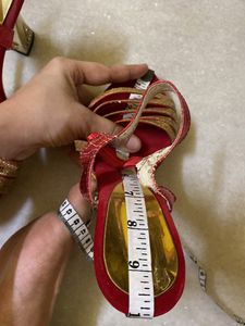 Red N Golden Ethnic Heels