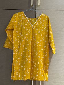Yellow Printed Kurta