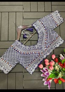 Elegant Blue Saree with Silver Embellishments