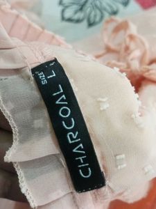 Peach Swiss Dot Ruffle Dress