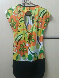 Floral Print Dress backless