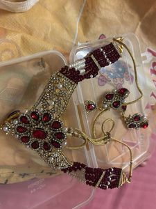 Red &amp; Pearl Indian Jewelry Set