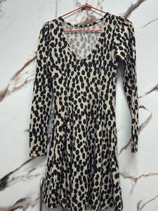 Spotted Print Long Sleeve Dress