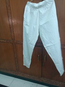 cream pink work kurta set