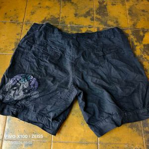 1151. Embroidered Black Denim Shorts