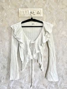 Ruffled Tie-Front Top