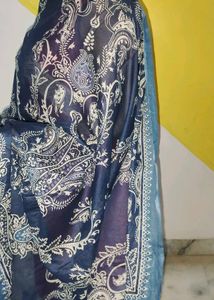 Navy blue Beautiful Print Cotton Dupatta