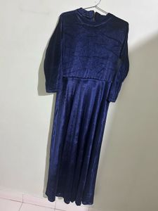 Elegant Blue Velvet Dress