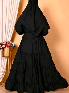 Black Unique Style Dubai Abaya Burqua 4 Pcs Set