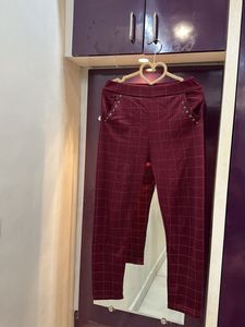 Maroon Checkered Pants