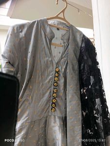 Floral Gown With Net Dupatta
