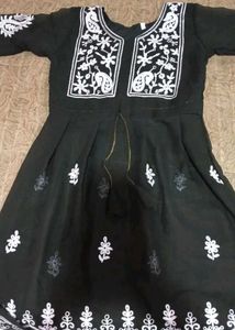 black embroidery short kurti