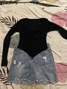 Black Corset Style Crop Top