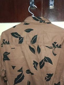 Brown Leaf Print Shirt