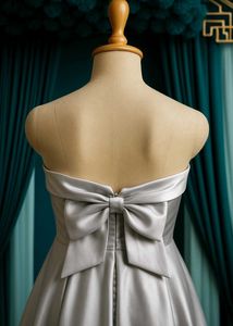 Elegant Silver Strapless Midi Dress