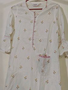 Floral White Kurta