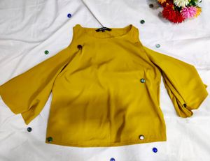 Yellow Cold Shoulder Top
