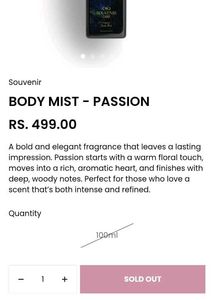Brand New Souvenir Passion Body Mist 100ml