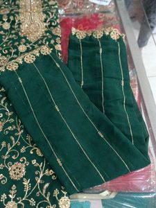 Green &amp; Gold Embroidered Salwar Kameez