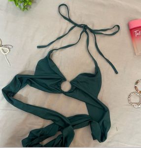 Teal Halter Crop Top