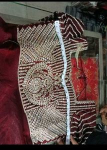 Maroon Embellished Wedding Gown