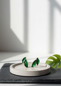 Waterproof | Leaf Design Resin Stud Earrings