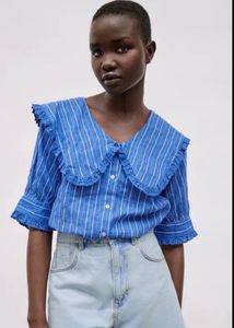 Zara Peter Pan Collar Linen Top