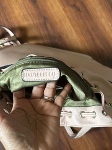 Beige colour big handbag bag