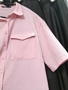 Pink Textured Shirt With Pockets 💗