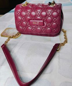 INC.5 Women Wine Quilted Sling Bag