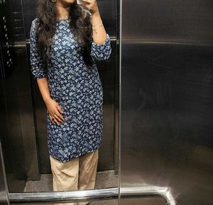 Blue Floral Print Kurta